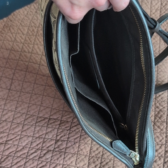 Coach Cream and Brown Crossbody Bag with Signature Monogram - Picture 3 of 5